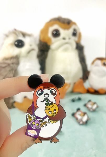 Porg with Orange Bird and Figment Bag Pin