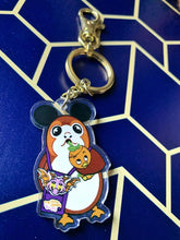 Load image into Gallery viewer, Porg Sippin on Orange bird w/ Figment bag Keychain
